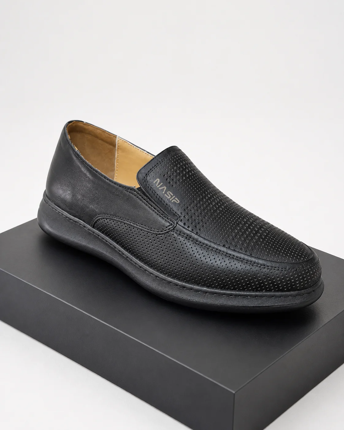 All-Black Perforated Comfort Slip-On