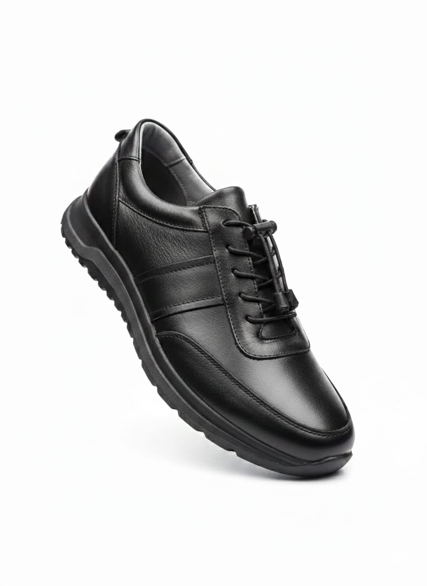 Black Lace-Up Comfort Sneaker
