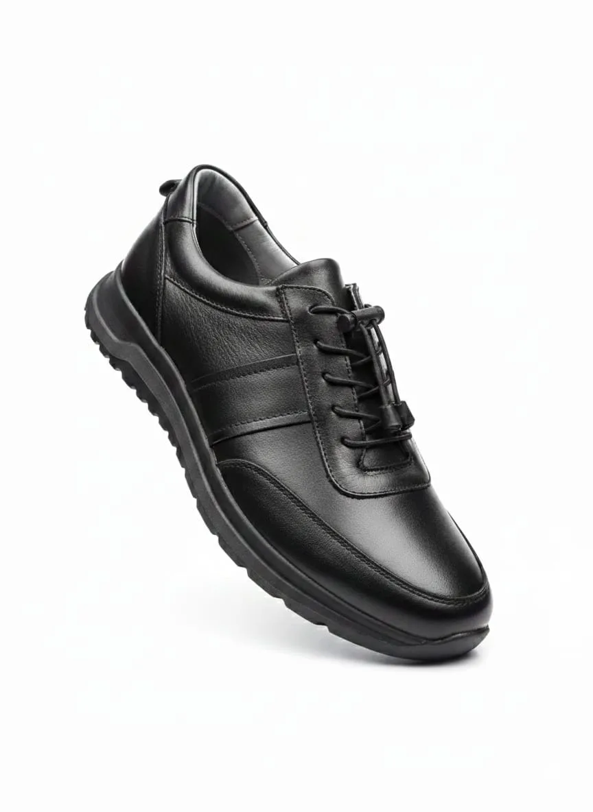 Black Lace-Up Comfort Sneaker