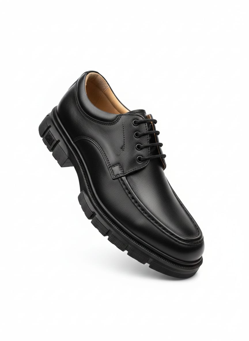Black Lug-Sole Leather Derby