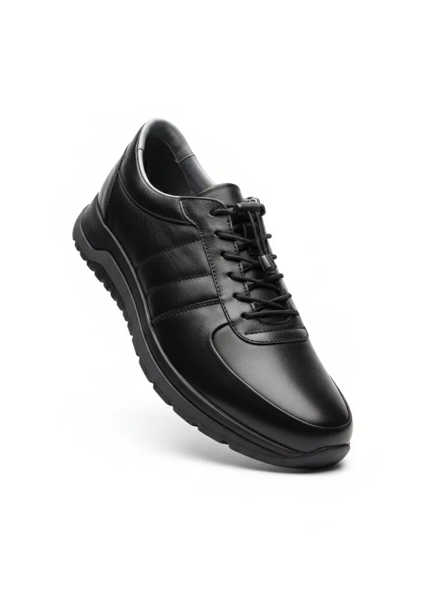 Black Padded Leather Sneaker