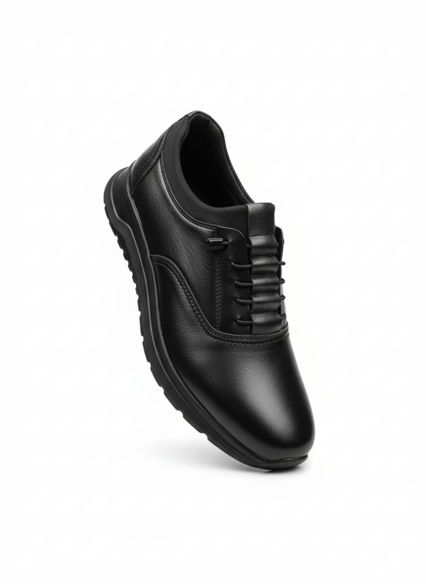 Black Side-Zip Leather Sneaker