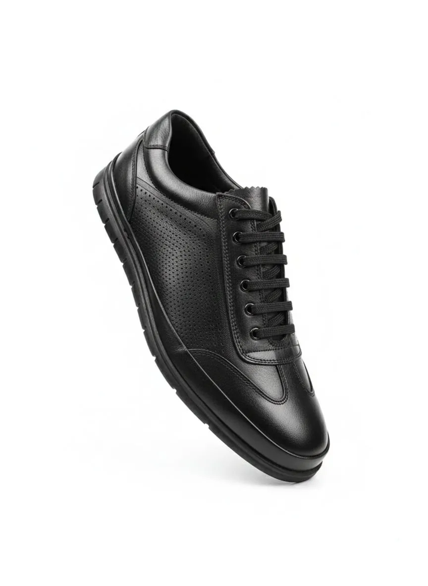 Black Textured Leather Sneaker