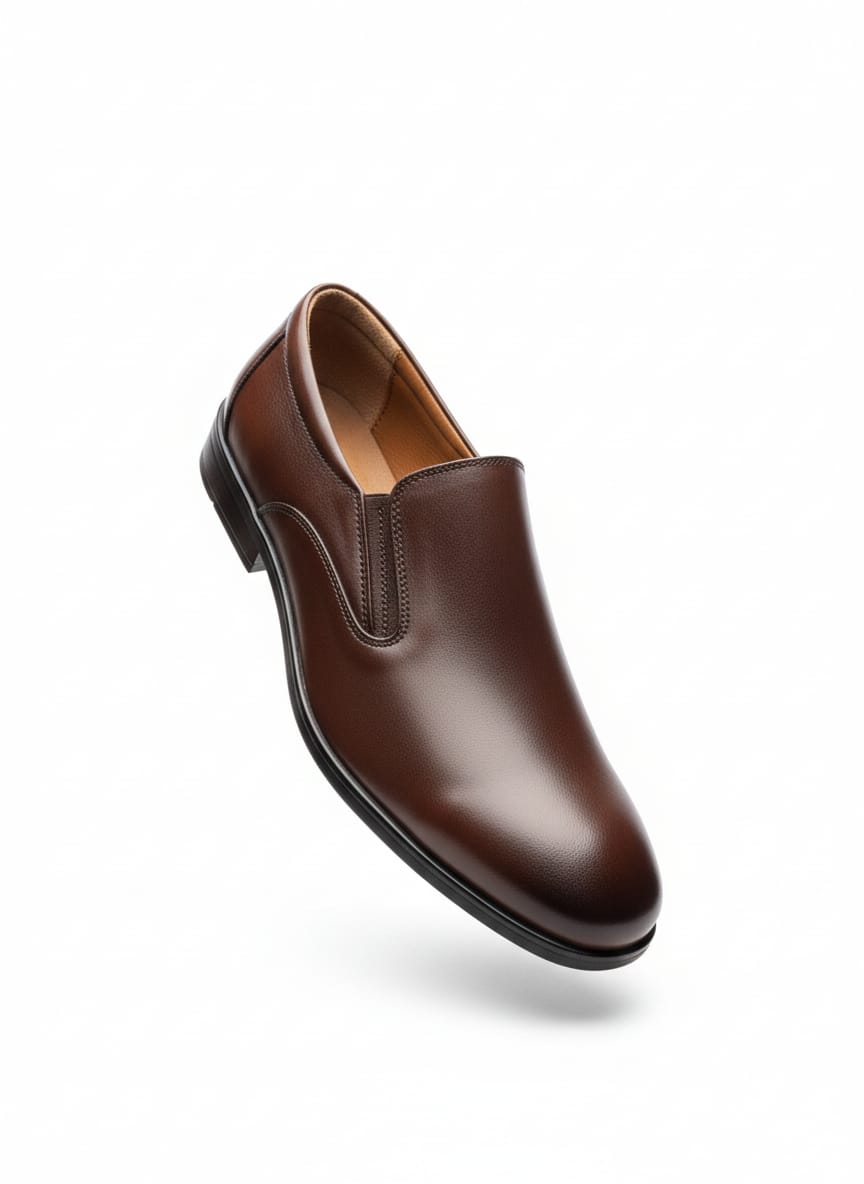 Brown Apron-Toe Leather Slip-On