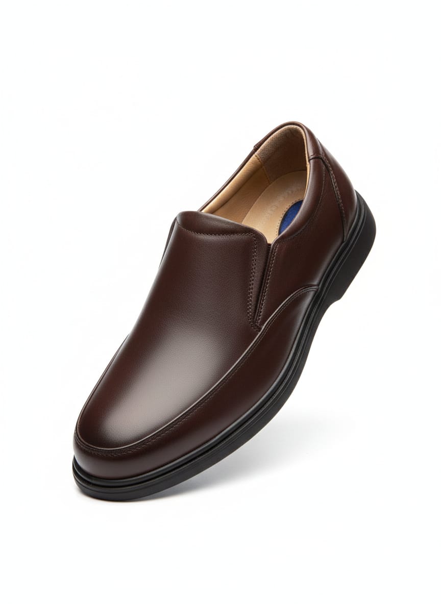 Brown Moc-Toe Leather Slip-On
