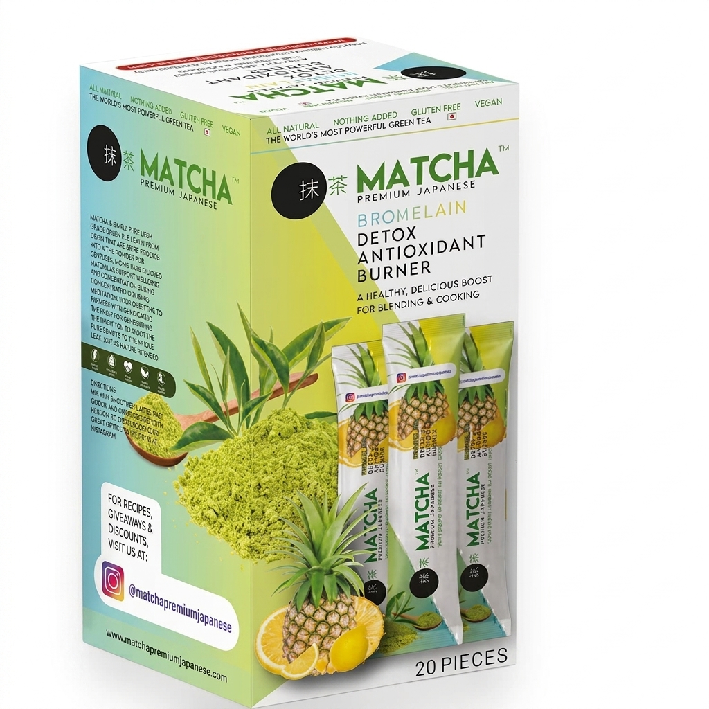 Matcha Bromelain Detox Sachets 20 Pieces product view