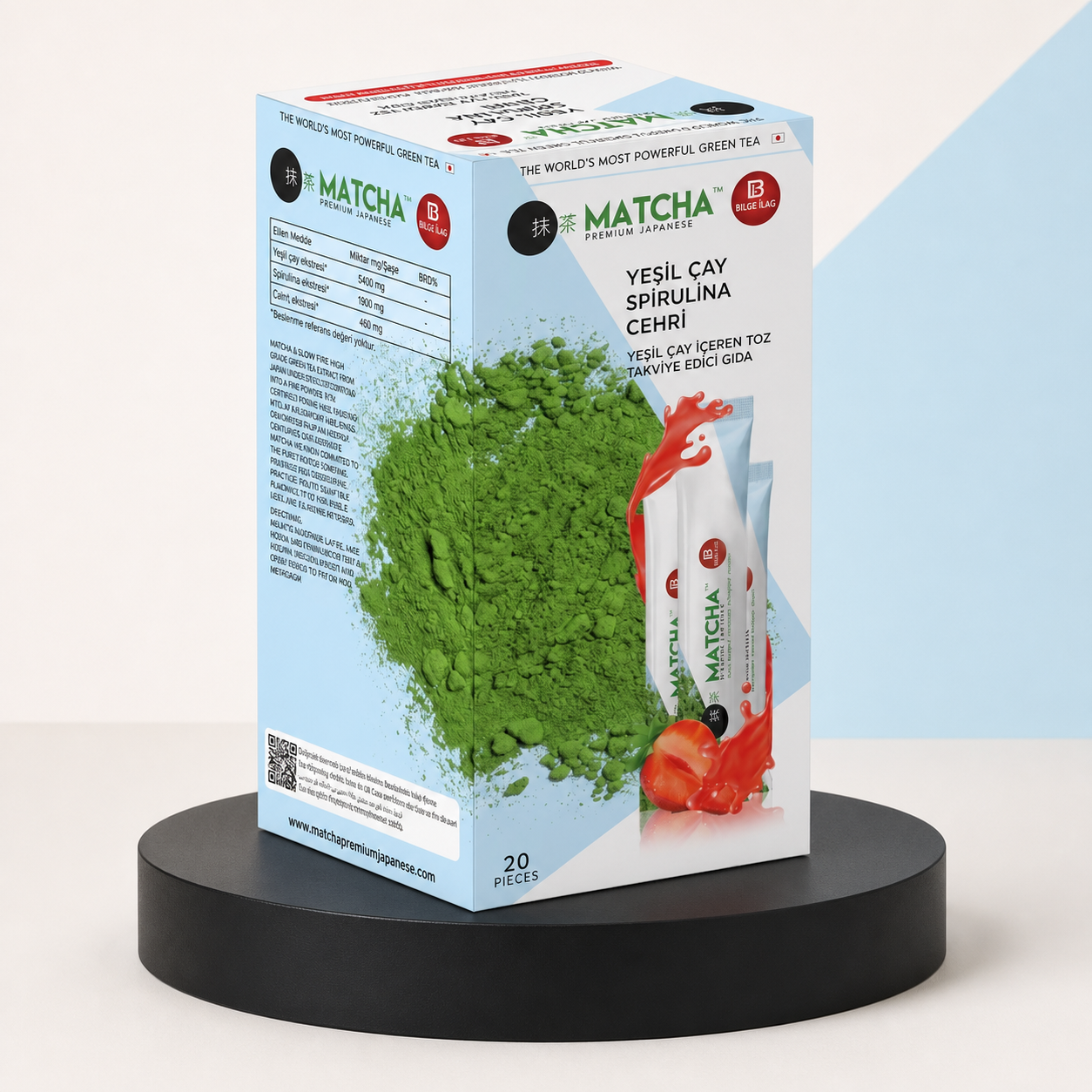 Matcha Green Tea, Spirulina & Sea Buckthorn Powder